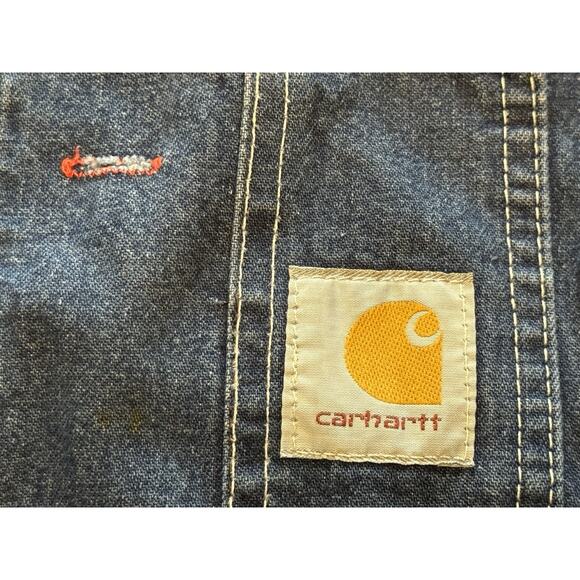 38 x 34 carhartt overalls blue denim jeans made in USA carpenter - Picture 3 of 11